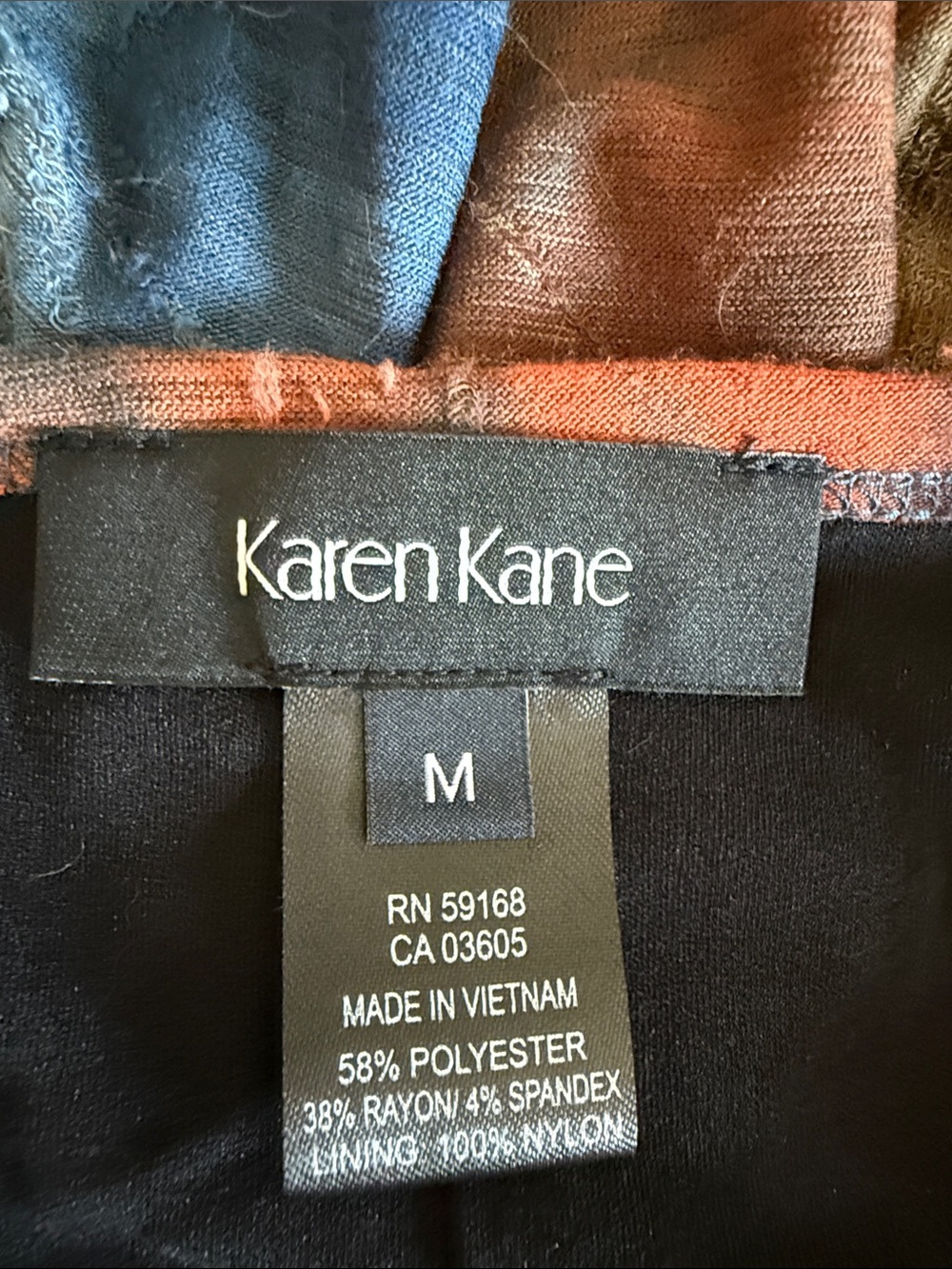 Karen Kane Sleeveless V-Neck Maxi Dress in Blue, Rust & Olive - Picture 4 of 4